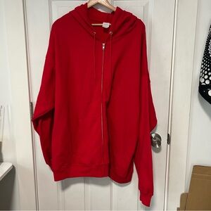 Hanes Red Full-Zip Hoodie Jacket Size XXL Comfy Soft Warm